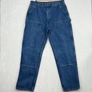 Carhartt B73 DST Double Knee Jeans 38x34 fits 36x32.5 Original Dungaree Fit Blue